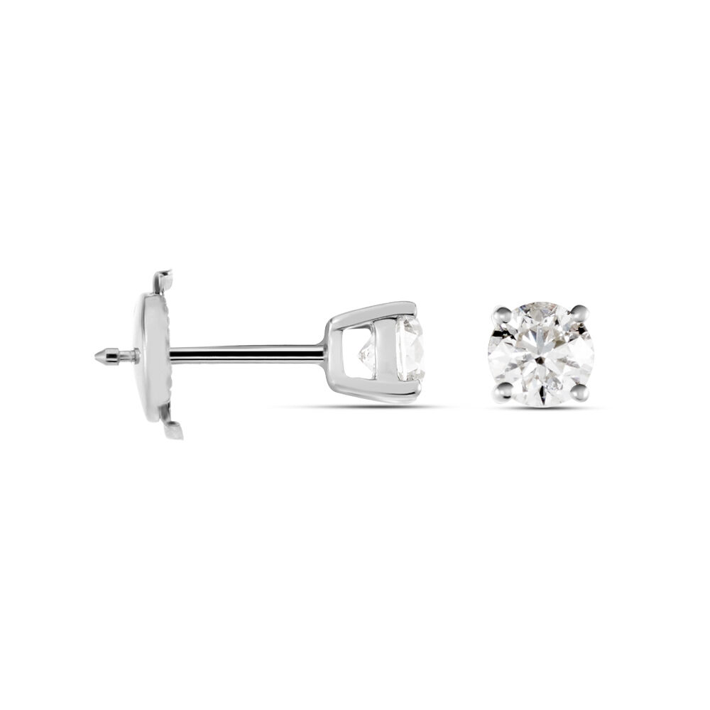 Boucles D'oreilles Puces Victoria Or Blanc Diamant - Puces Famille | Marc Orian