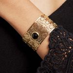 Bracelet Jonc Acier Dor&eacute; Maurits Agate - Bracelets joncs Femme | Marc Orian