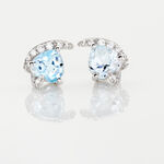 Boucles D'oreilles Puces Coeur In Love Or Blanc Topaze Et Oxyde - Puces Femme | Marc Orian