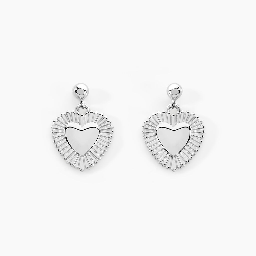 Boucles D'oreilles Pendantes C&oelig;ur Ardent Argent Blanc - Pendantes Femme | Marc Orian