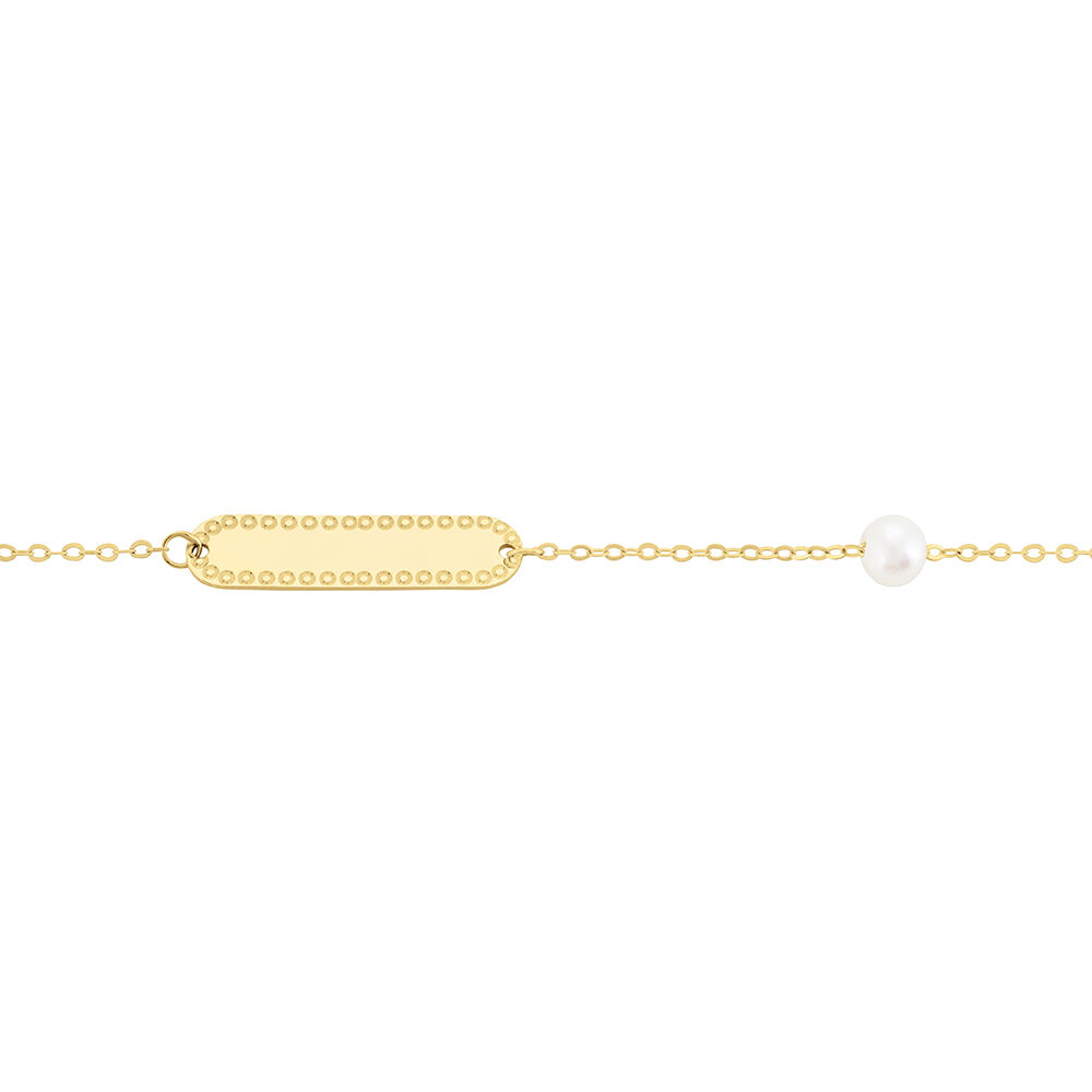 Bracelet Identité Gaspardine Maille Forçat Or Jaune Perle De Culture - Gourmettes Enfant | Marc Orian