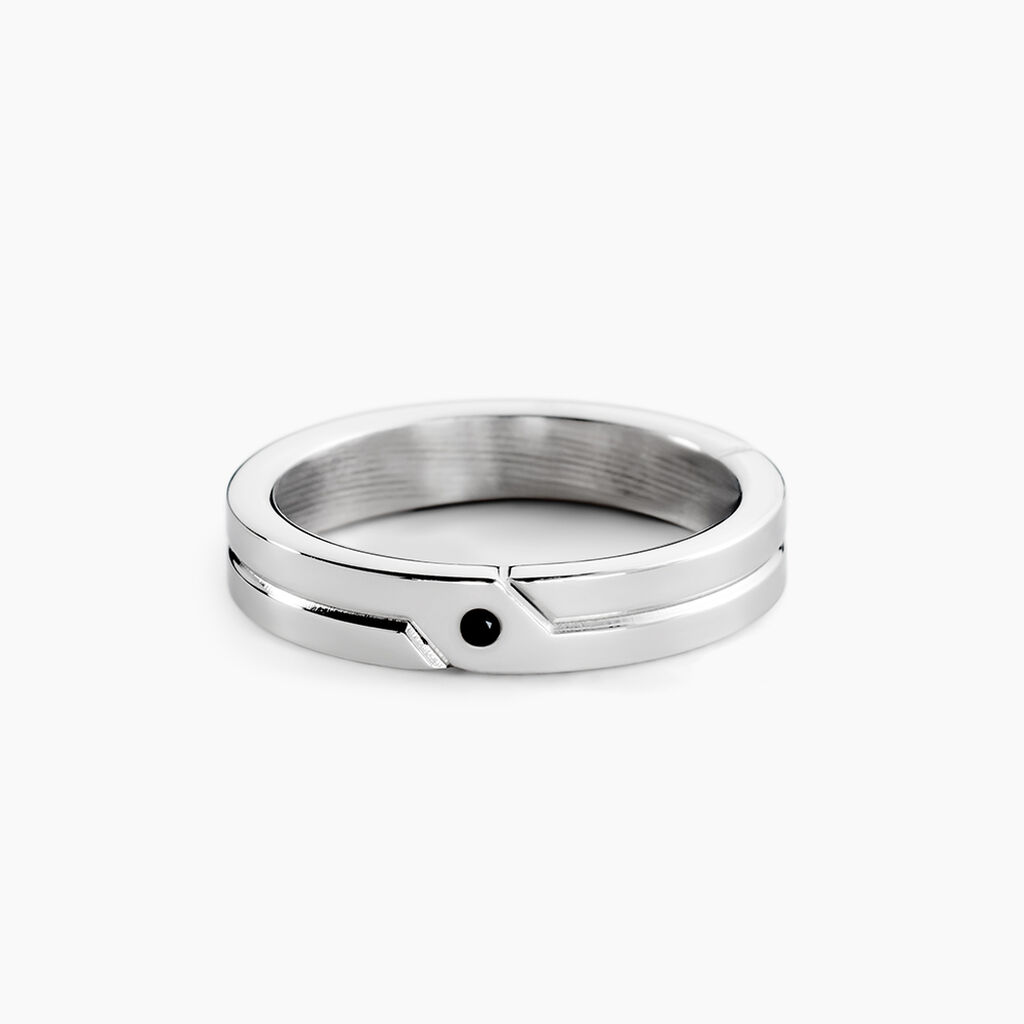 Bague Jourdan Ilker Acier Argent&eacute; Spinelle - Bagues de promesse Homme | Marc Orian