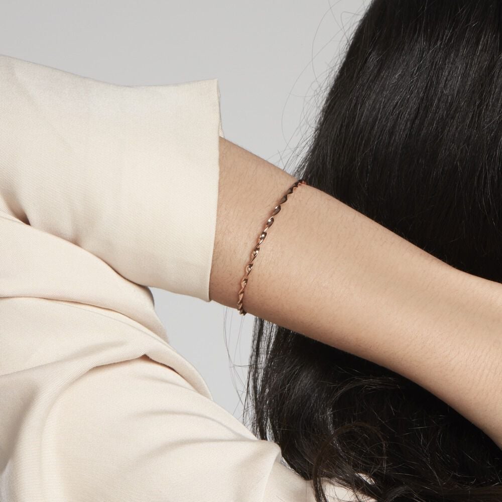 Bracelet Jonc Twist Argent Rose - Bracelets joncs Femme | Marc Orian