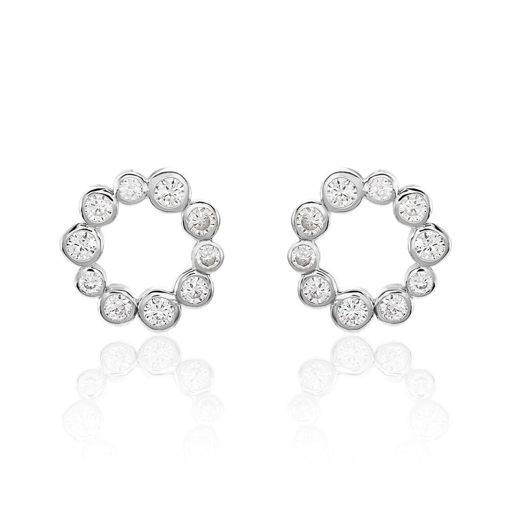 Boucles D'oreilles Puces Ryo Argent Blanc Oxyde De Zirconium - Puces Femme | Marc Orian