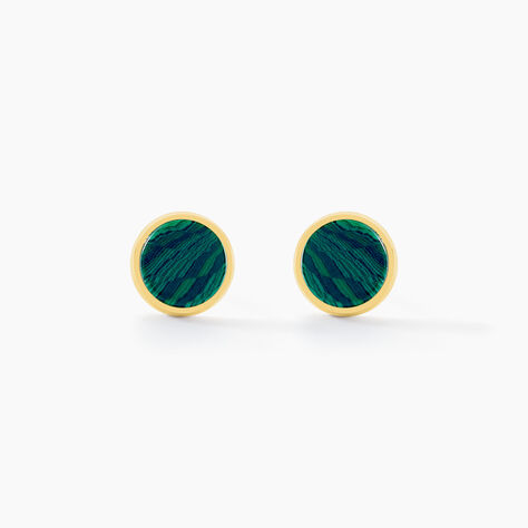 Boucles D'oreilles Puces Acier Doré Malachite - Puces Femme | Marc Orian