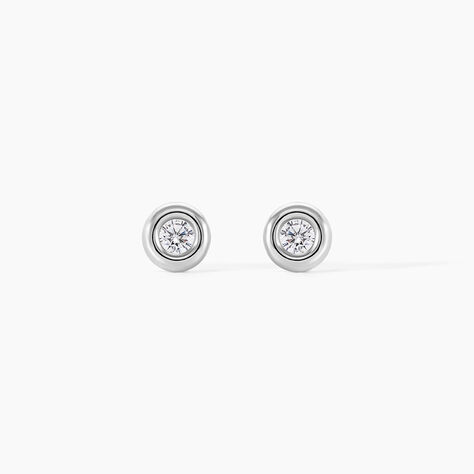 Boucles D'oreilles Puces Eden Serti Pneu Or Blanc Oxyde De Zirconium - Puces Femme | Marc Orian