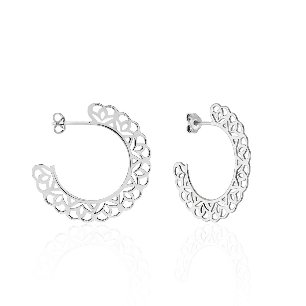 Cr&eacute;oles Sajda Argent Blanc - Cr&eacute;oles Femme | Marc Orian