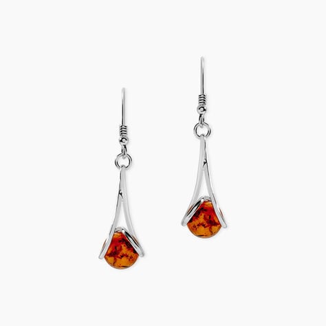 Boucles D'oreilles Pendantes Argent Blanc Simona Ambre - Pendantes Femme | Marc Orian