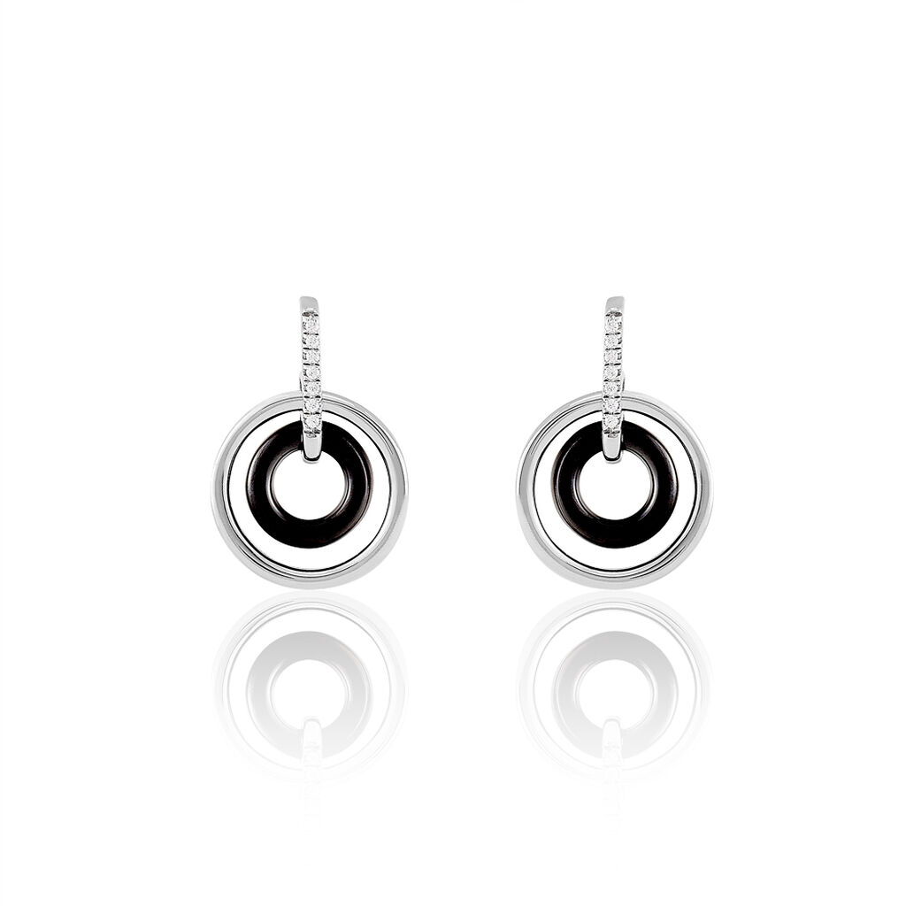 Boucles D'oreilles Pendantes Ina Argent Blanc Céramique Et Oxyde - Pendantes Femme | Marc Orian