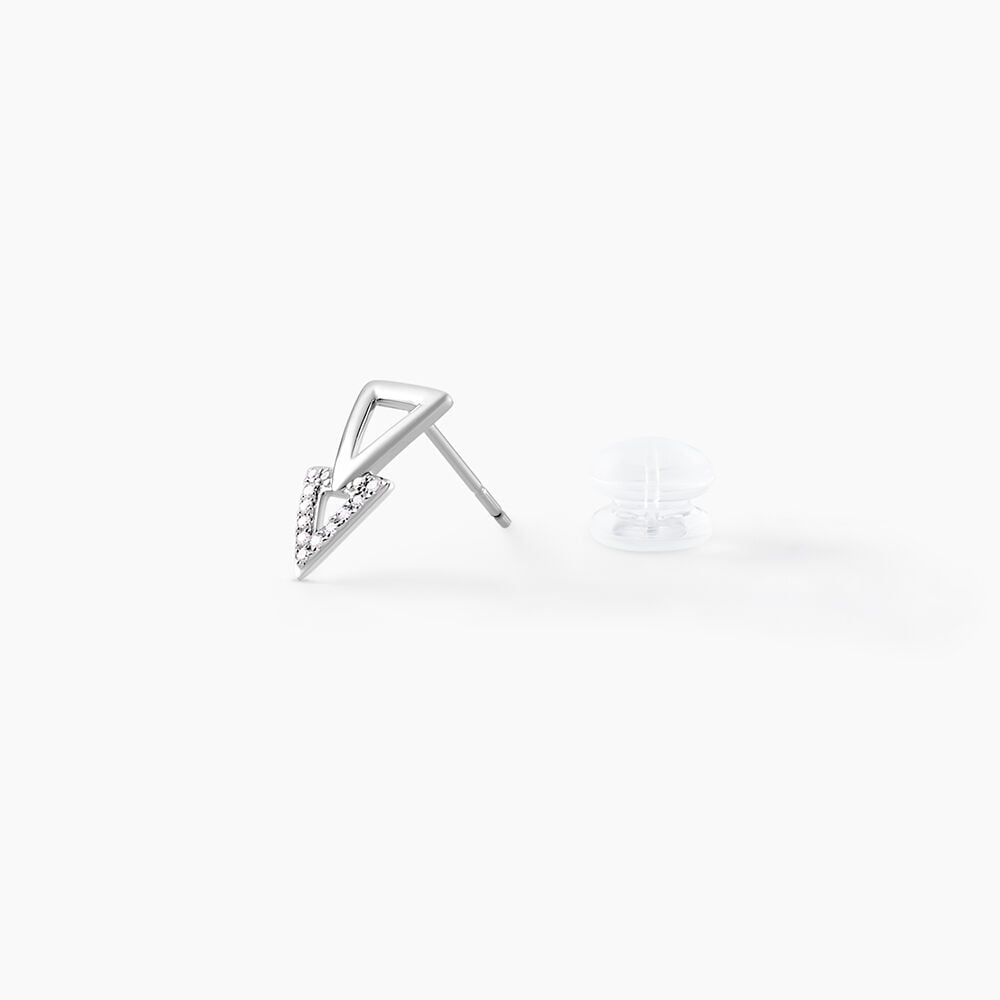 Boucles D'oreilles Puces Joy Or Blanc Diamant - Puces Femme | Marc Orian