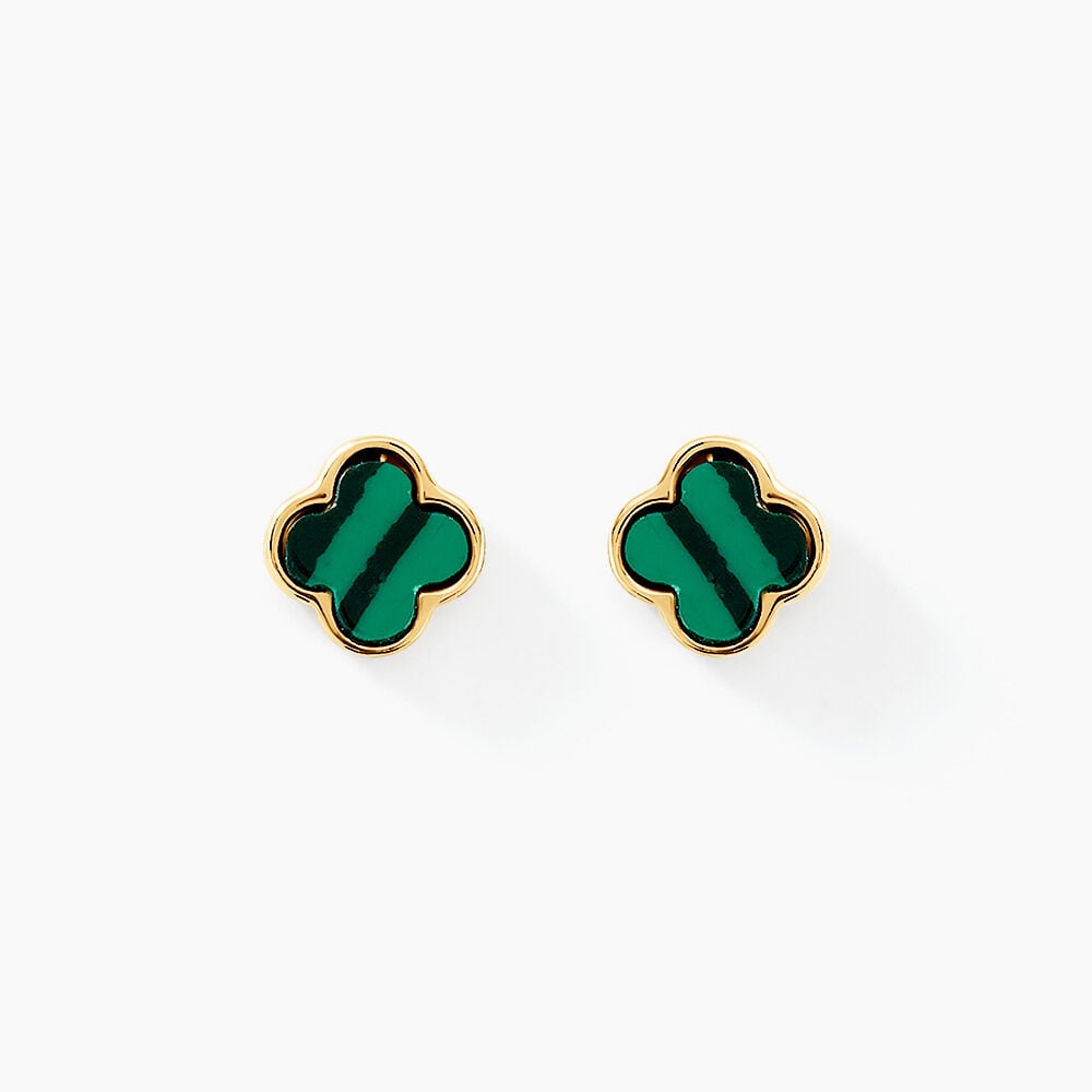 Boucles D'oreilles Puces Stellya Or Jaune Malachite - Puces Femme | Marc Orian