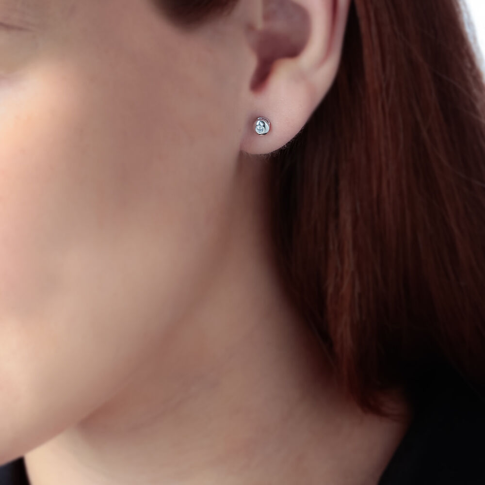 Boucles D'oreilles Puces Argent Blanc Oxyde De Zirconium - Puces Femme | Marc Orian