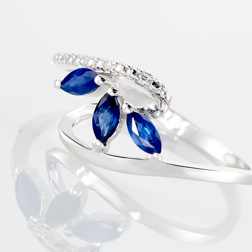 Bague Petale Or Blanc Saphir Et Diamant - Bagues fiançailles Femme | Marc Orian