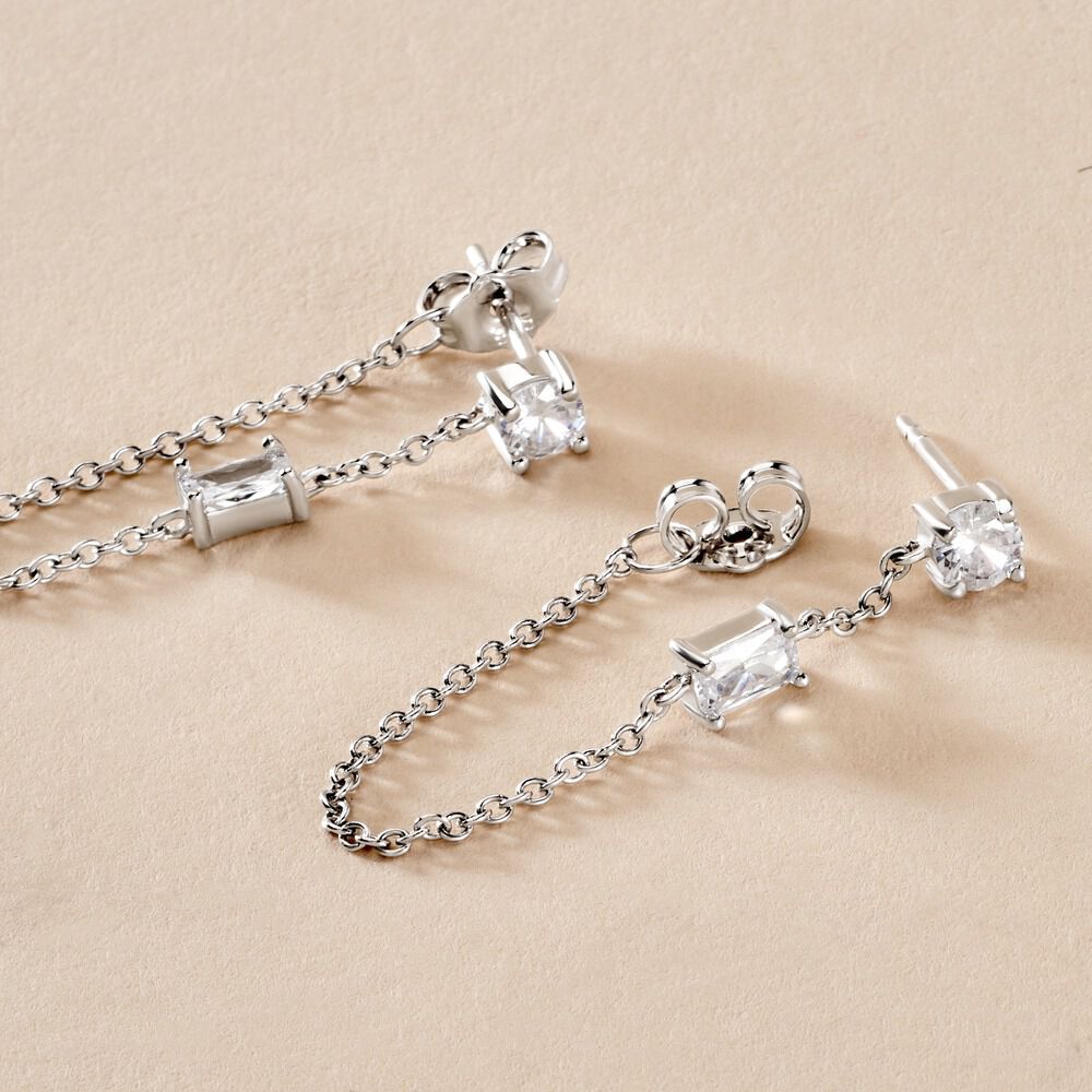 Bijoux D'oreilles Kerrie Argent Blanc Oxyde De Zirconium - Piercings d'oreilles Femme | Marc Orian