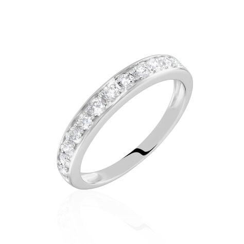 Demi-alliance Or Blanc  Valentine Diamant Synthetique - Alliances avec pierres Femme | Marc Orian