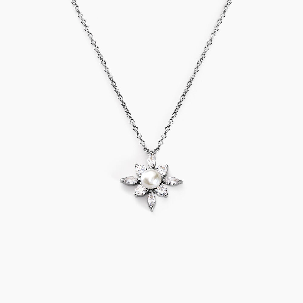 Collier Rhoda Argent Blanc Perle De Culture Oxyde De Zirconium - Colliers avec pierres Femme | Marc Orian