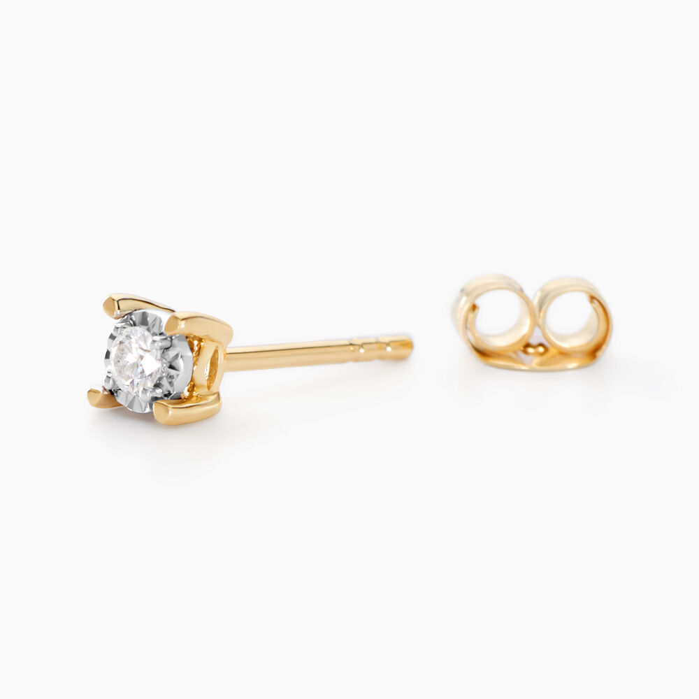 Boucles D'oreilles Puces Diamotion Or Jaune Diamant -  Femme | Marc Orian