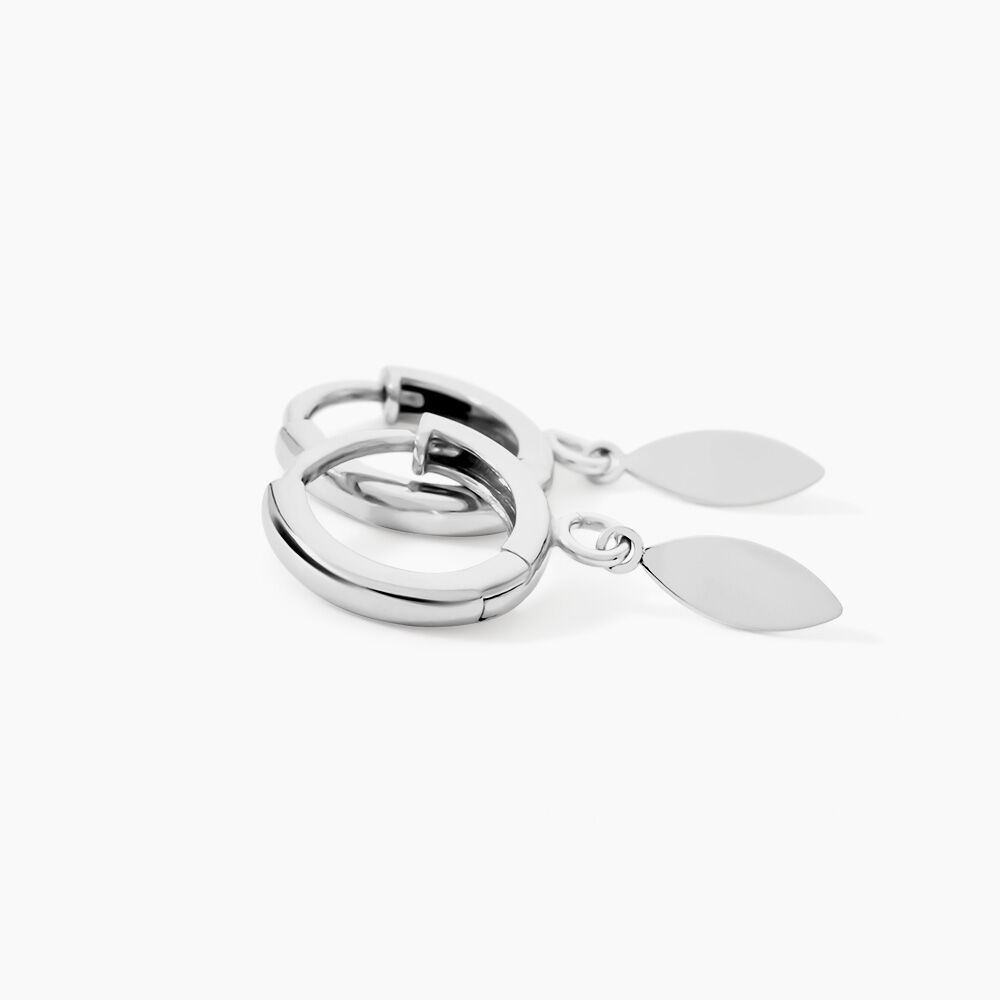 Cr&eacute;oles Argent Blanc Osama - Boucles d'oreilles pampille Femme | Marc Orian