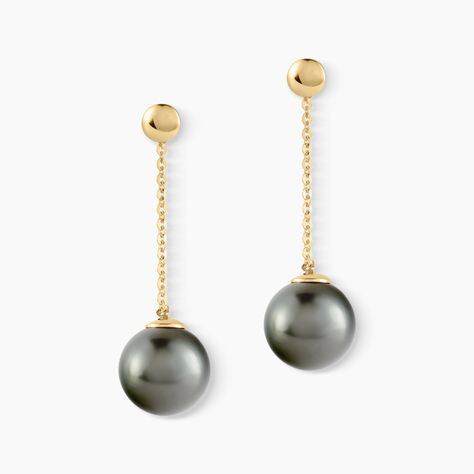 Boucles D'oreilles Puces Marie-noela Or Jaune Perle De Tahiti - Pendantes Femme | Marc Orian