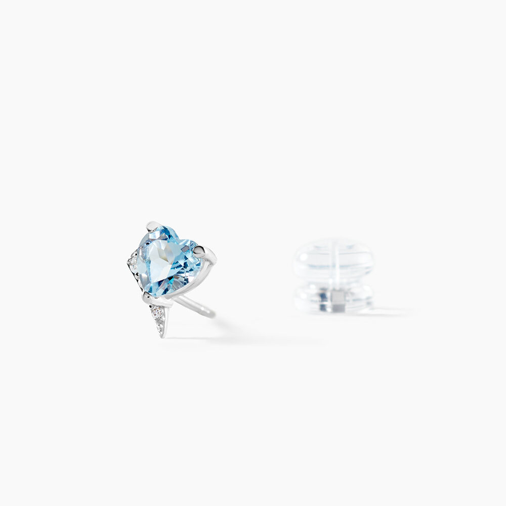 Boucles D'oreilles Puces Eva Or Blanc Topaze Et Oxyde De Zirconium - Puces Femme | Marc Orian