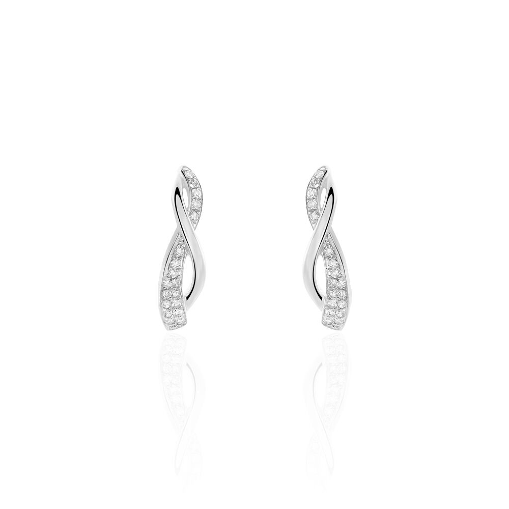 Boucles D'oreilles Puces Emma Or Blanc Diamant - Puces Femme | Marc Orian