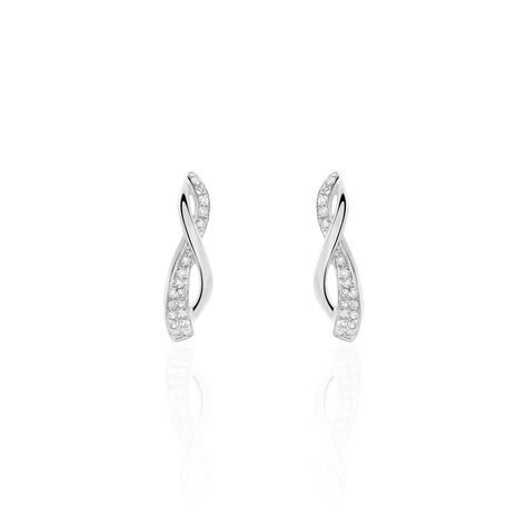 Boucles D'oreilles Puces Emma Or Blanc Diamant - Puces Femme | Marc Orian