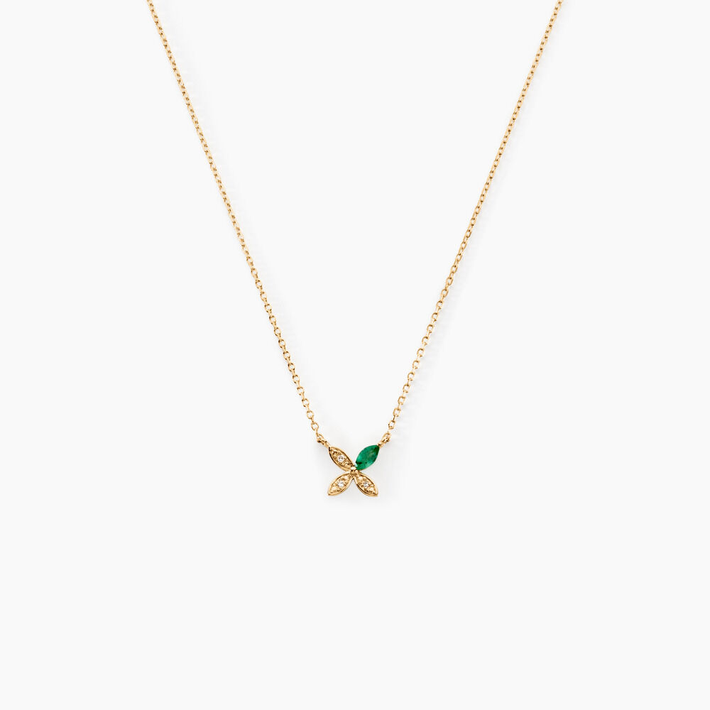 Collier Flower Power Or Jaune Emeraude Diamant - Colliers avec pierres Femme | Marc Orian