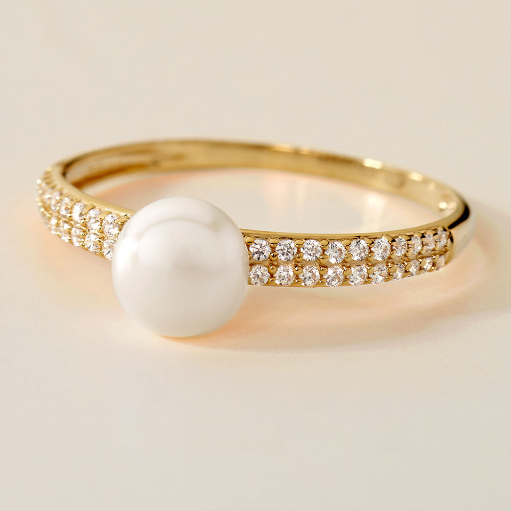 Bague Maria-francoise Or Jaune Perle De Culture Et Oxyde De Zirconium - Bagues vintage Femme | Marc Orian