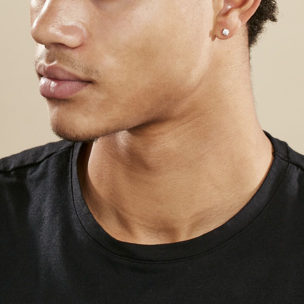 Boucles D'oreilles Puces Victoria Or Blanc Diamant - Puces Famille | Marc Orian