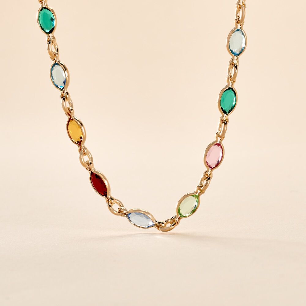 Collier Ilvaae Plaqu&eacute; Or Jaune Pierre De Synthese - Colliers avec pierres Femme | Marc Orian