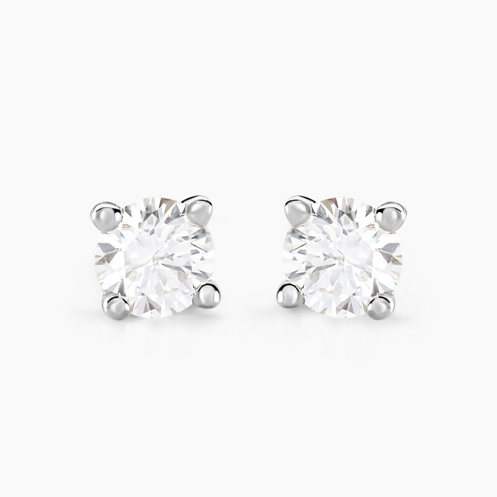 Boucles D'oreilles Puces Maurane Argent Blanc Diamant Synthétique - Puces Femme | Marc Orian