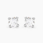 Boucles D'oreilles Puces Maurane Argent Blanc Diamant Synth&eacute;tique - Puces Femme | Marc Orian