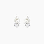Boucles D'Oreilles Puces Elea Argent Blanc Perle De Culture Oxyde De Zirconium - Puces Femme | Marc Orian