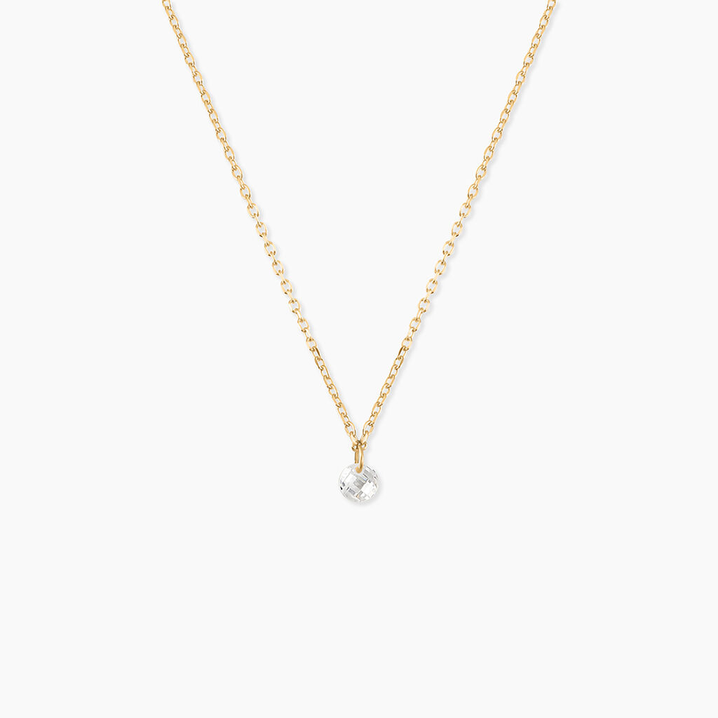 Collier Emilee Argent Dor&eacute; A L'Or 750/1000 Oxyde De Zirconium - Colliers avec pierres Enfant | Marc Orian
