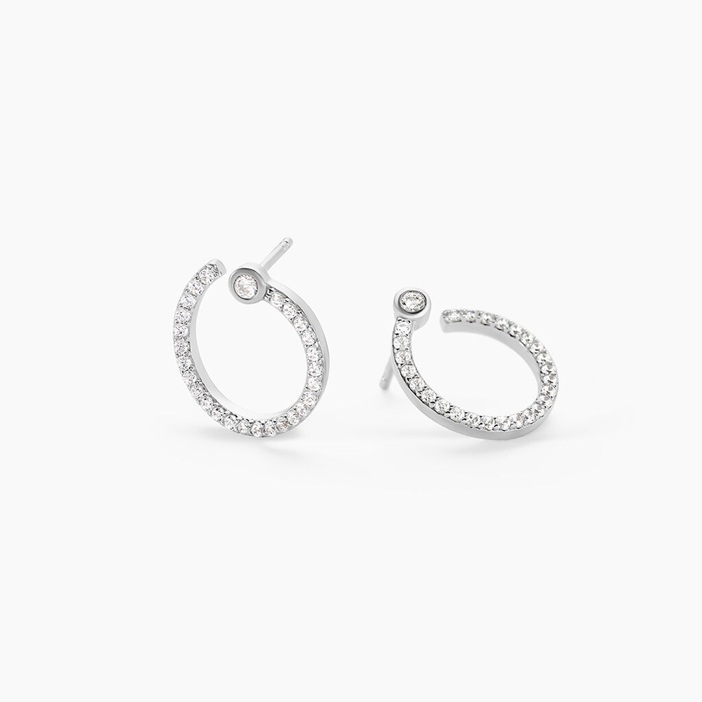 Boucles D'oreilles Puces Raffaela Argent Blanc Oxyde De Zirconium - Puces Femme | Marc Orian