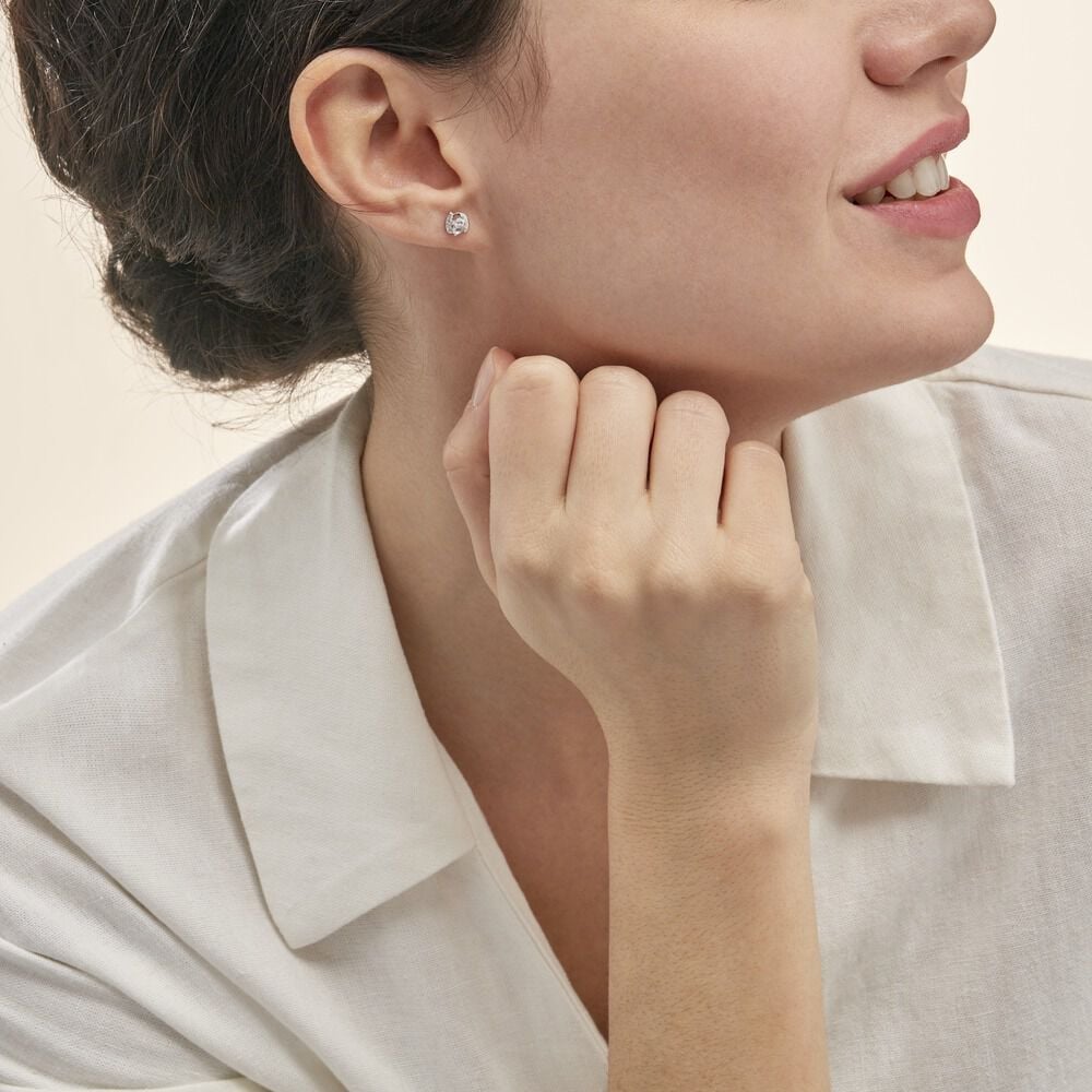 Boucles D'oreilles Puces Tya Or Blanc Topaze Et Oxyde De Zirconium - Puces Femme | Marc Orian