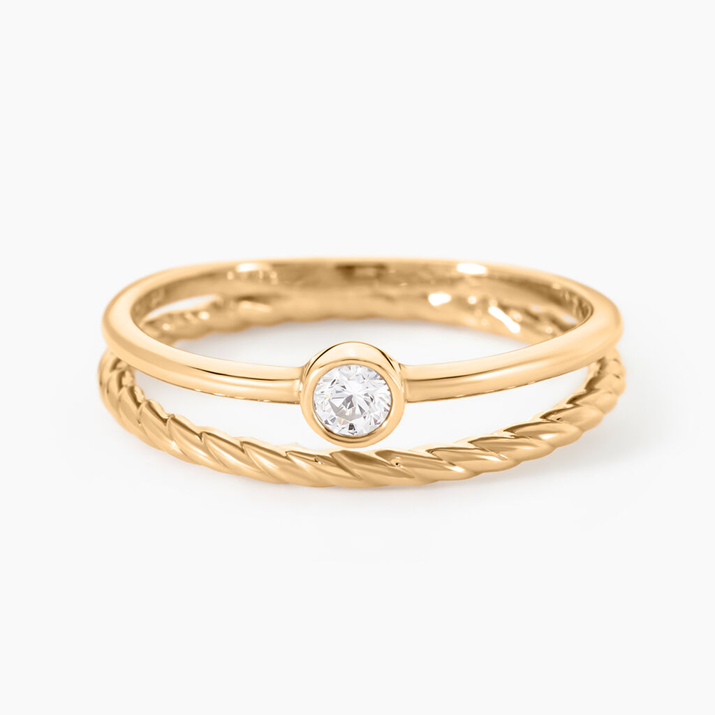 Bague Halo Plaque Or Jaune Oxyde De Zirconium - Bijoux fantaisie Femme | Marc Orian