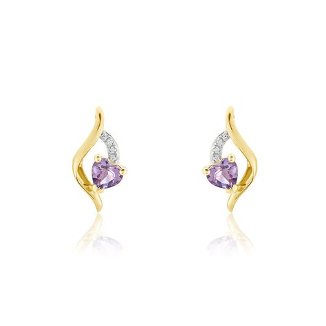 Boucles D'oreilles Puces Silucia Or Jaune Améthyste Oxyde De Zirconium - Puces Femme | Marc Orian