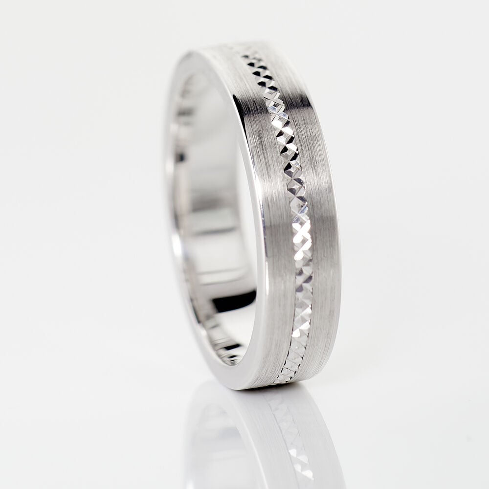 Alliance Nelcie Ruban Plat Argent Blanc - Alliances duo Famille | Marc Orian