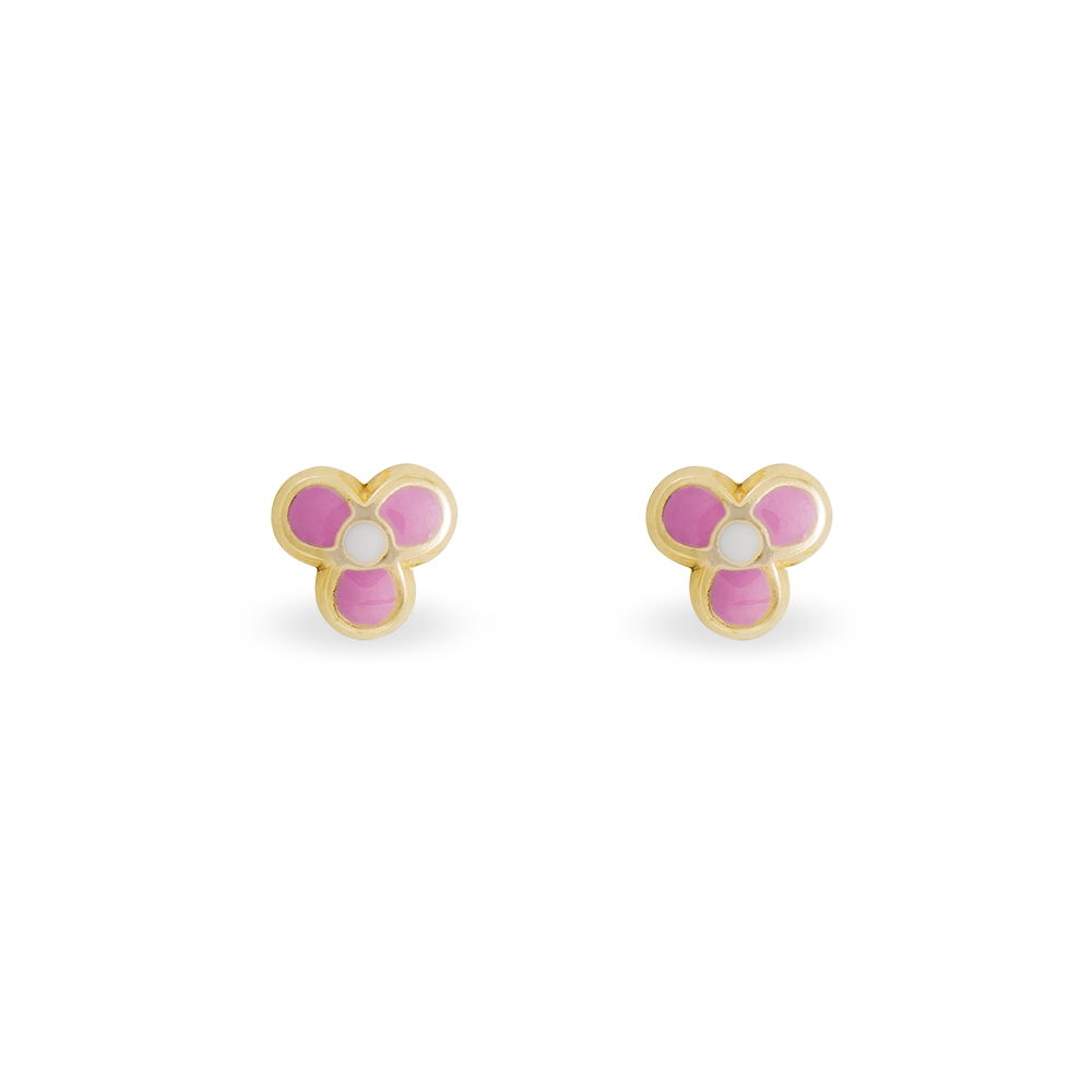 Boucles D'oreilles Puces Fleur Rose Or Jaune - Puces Enfant | Marc Orian