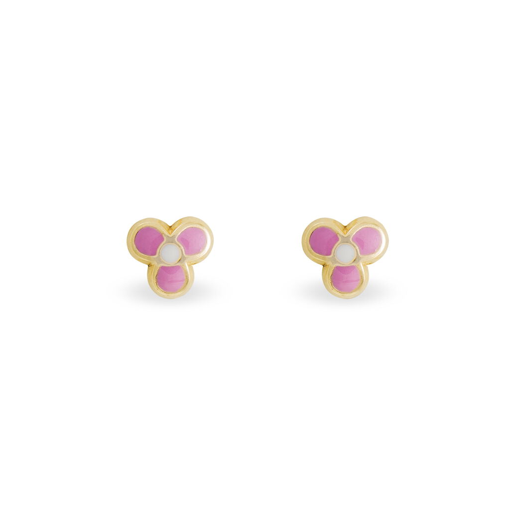 Boucles D'oreilles Puces Fleur Rose Or Jaune - Puces Enfant | Marc Orian