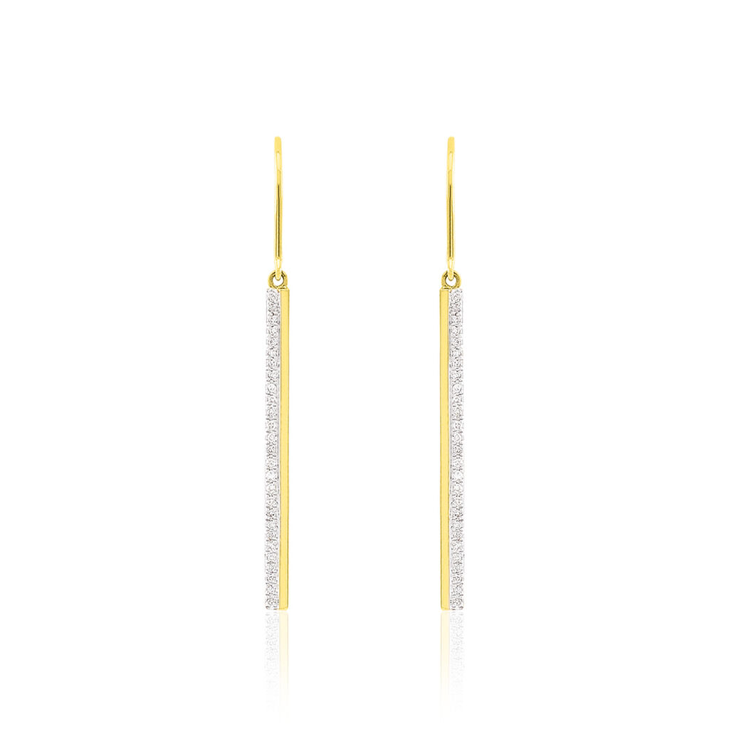 Boucles D'oreilles Pendantes Sahteene Or Jaune Diamant - Pendantes Femme | Marc Orian