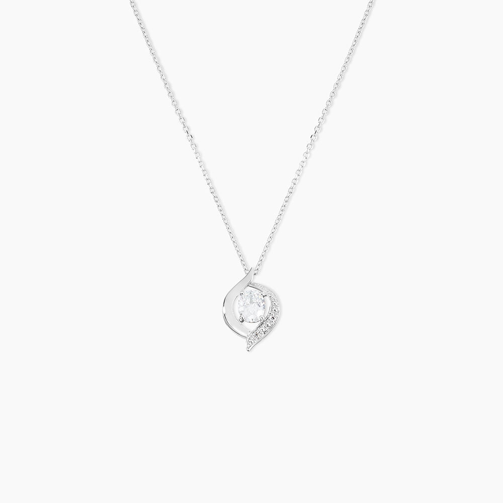 Collier Or Blanc Lydia Oxydes De Zirconium - Colliers avec pierres Femme | Marc Orian