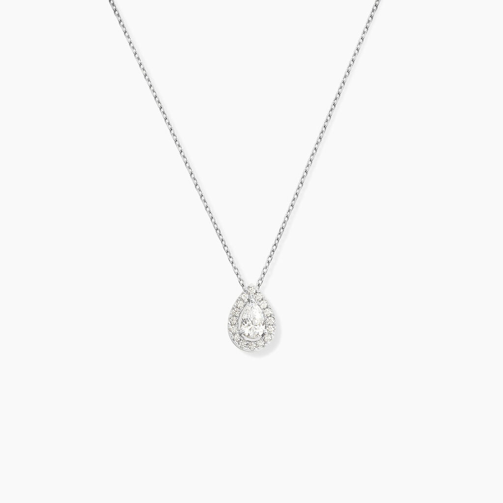 Collier Hildana Or Blanc Oxyde De Zirconium - Colliers solitaires Femme | Marc Orian