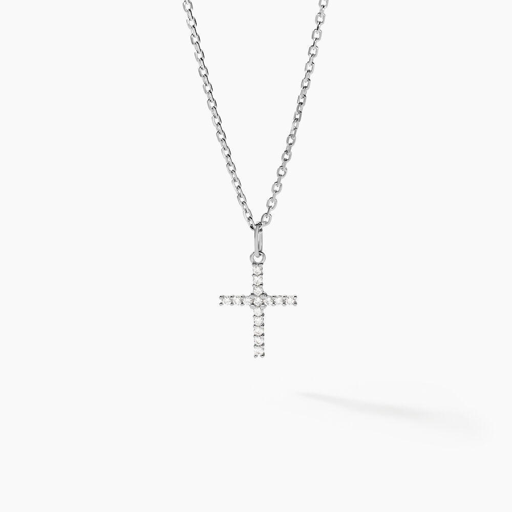 Pendentif Glacen Croix Or Blanc Oxyde De Zirconium - Pendentifs Famille | Marc Orian