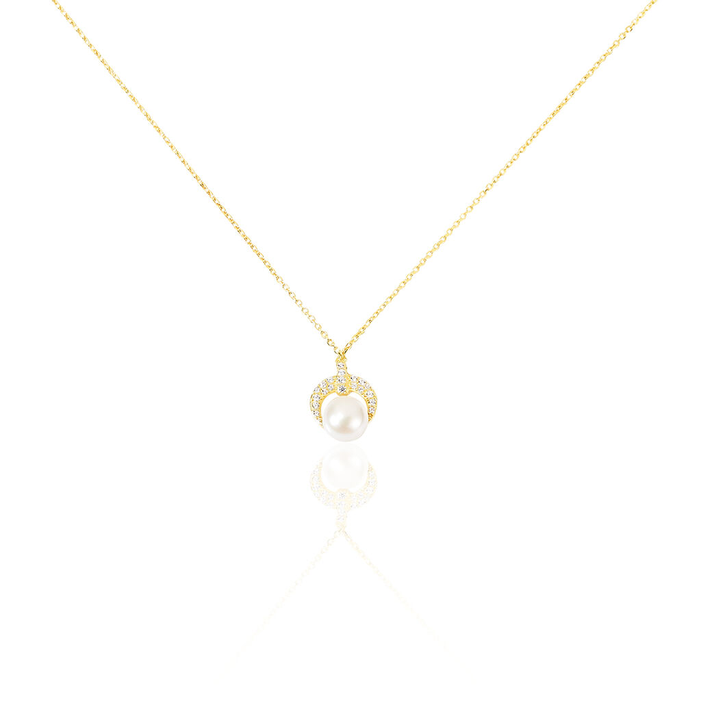 Collier Aloys Or Jaune Perle De Culture Et Oxyde De Zirconium - Colliers avec pierres Femme | Marc Orian