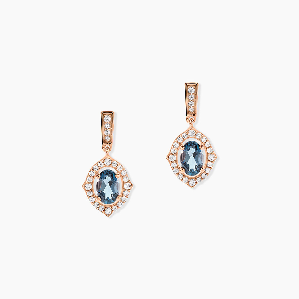 Boucles D'oreilles Pendantes Janna Or Rose Topaze Et Oxyde - Pendantes Femme | Marc Orian