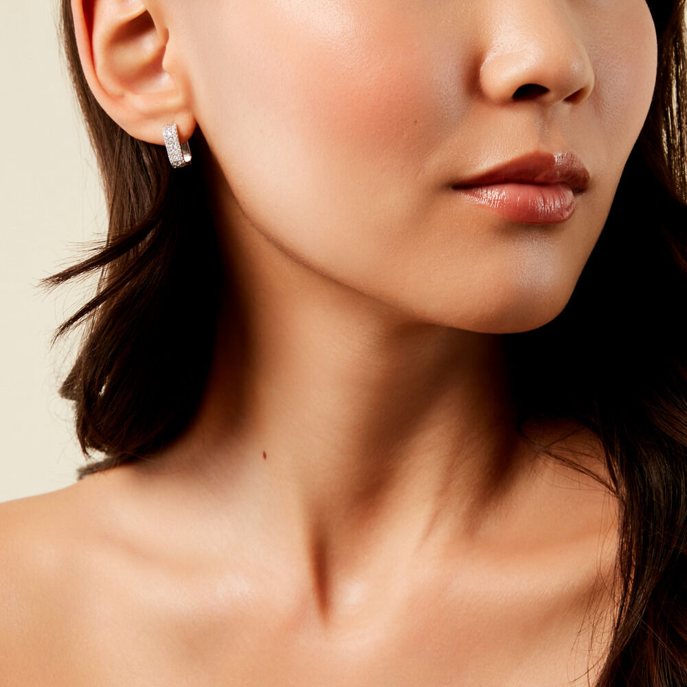 Créoles Vaya Argent Blanc Oxyde De Zirconium - Créoles Femme | Marc Orian