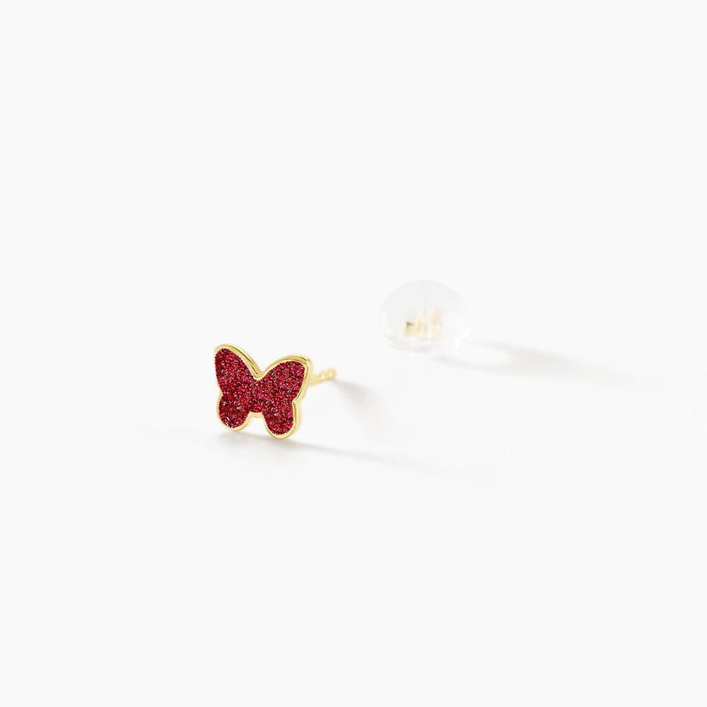 Boucles D'oreilles Puces Solena Papillon Or Jaune - Puces Enfant | Marc Orian