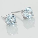 Boucles D'oreilles Puces Elea Or Blanc Topaze Bleu Sky - Puces Femme | Marc Orian